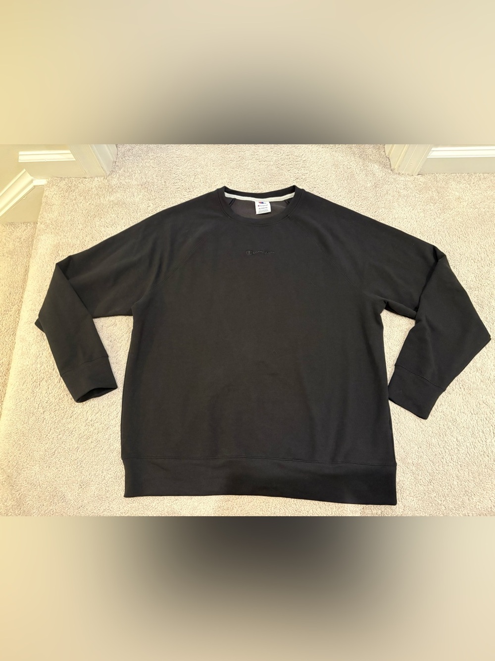 Champion Black Logo Crewneck Pullover Sweatshirt Men's XL